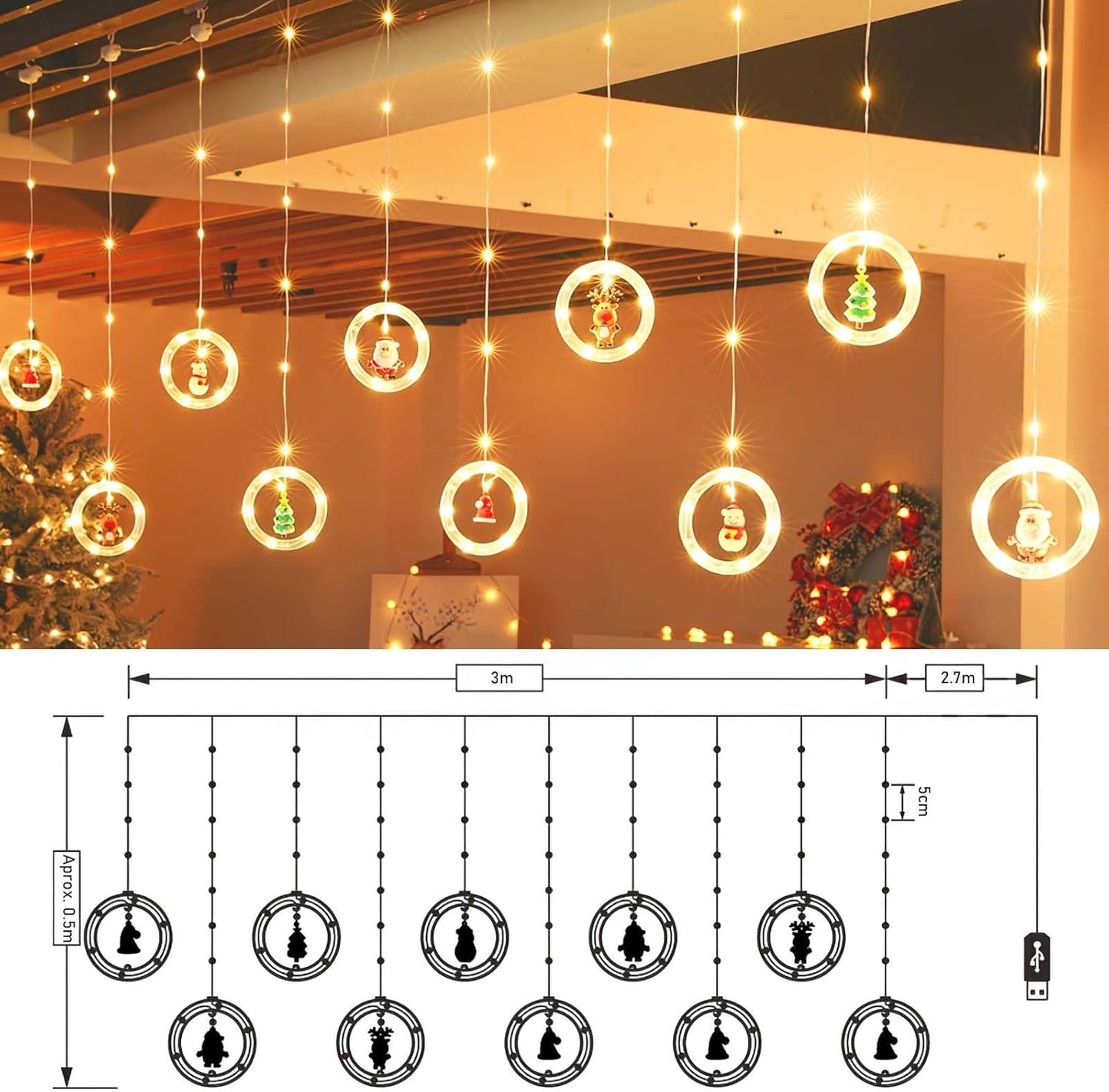 Luces Navideñas En Cortina